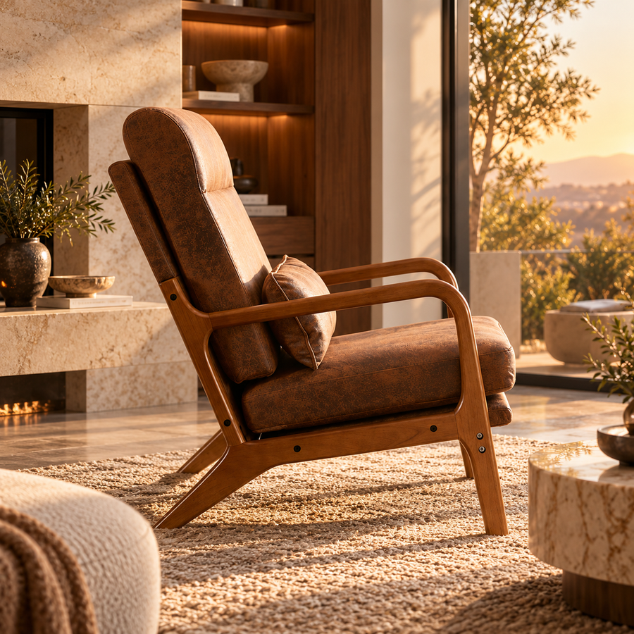 Mid-Century Modern Armchair – Accent Lounge Chair with Solid Wood Frame & High-Density Foam featured in How to Bring Mid-Century Style into a Modern Home