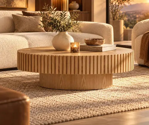 Modern Handmade Drum Coffee Table featured in How to Make Your Living Room Look Expensive Without a Complete Makeover
