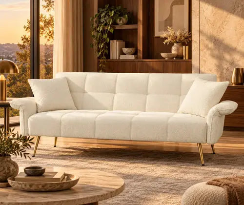 Futon Sofa Bed, Convertible Double Sofa Bed With Folding Armrests For Living Rooms And Small Spaces featured in Small Living Room Ideas: Stylish Furniture That Does More Than One Job