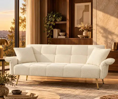 Futon Sofa Bed, Convertible Double Sofa Bed With Folding Armrests For Living Rooms And Small Spaces featured in Small Living Room Ideas: Stylish Furniture That Does More Than One Job