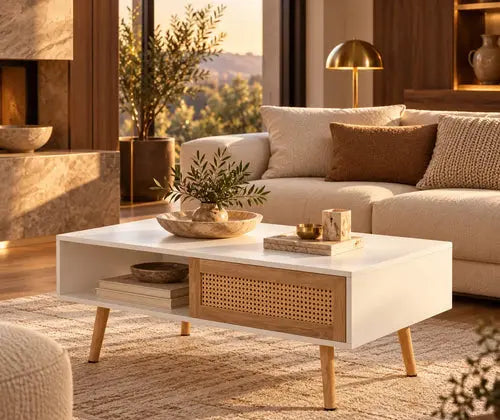 Rattan Coffee Table 41.34 Inch featured in Which Coffee Table Is Right for Your Space? A Guide to Size, Shape & Style