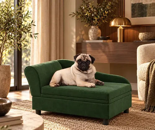 Pet Sofa Bed Couch with Storage, Pet Sofa for Cats and Small Dogs, Green featured in Pet-Friendly Home Décor: How to Make Their Favorite Spot Fit Your Style