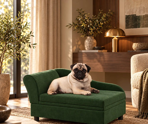 Pet Sofa Bed Couch with Storage, Pet Sofa for Cats and Small Dogs, Green featured in Pet-Friendly Home Décor: How to Make Their Favorite Spot Fit Your Style