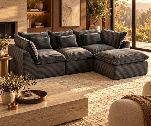 102.3" Width Cloud Couch Oversized Modular Sectional Sofa True Relax Comfy Couches Wide&Deep Seat Sofas for Living Room Furniture Sets, Corduroy Fabric,3Seat with Ottoman featured in Cloud Couch vs. Traditional Sofa: Which Fits Your Lifestyle?