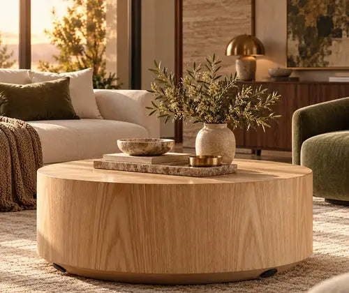Modern Handmade Drum Coffee Table featured in How to Decorate Around a Green Sofa or Accent Chair