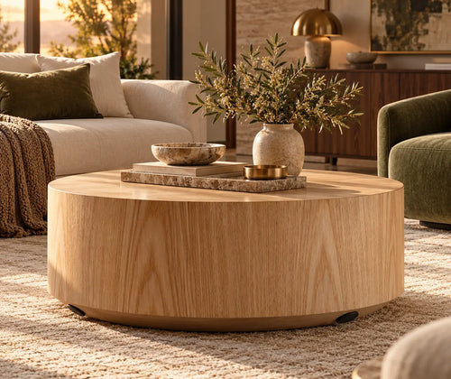 Modern Handmade Drum Coffee Table featured in How to Decorate Around a Green Sofa or Accent Chair