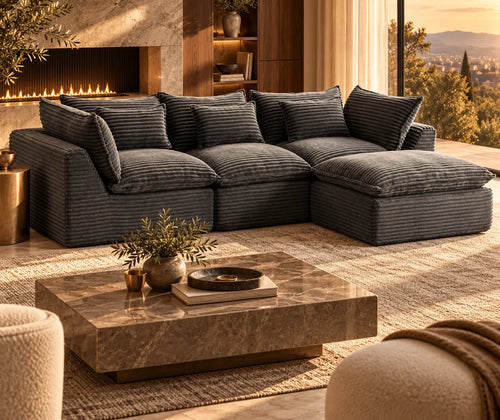 102.3" Width Cloud Couch Oversized Modular Sectional Sofa True Relax Comfy Couches Wide&Deep Seat Sofas for Living Room Furniture Sets, Corduroy Fabric,3Seat with Ottoman featured in Corduroy vs. Chenille Sofas: How to Choose Your Look and Feel