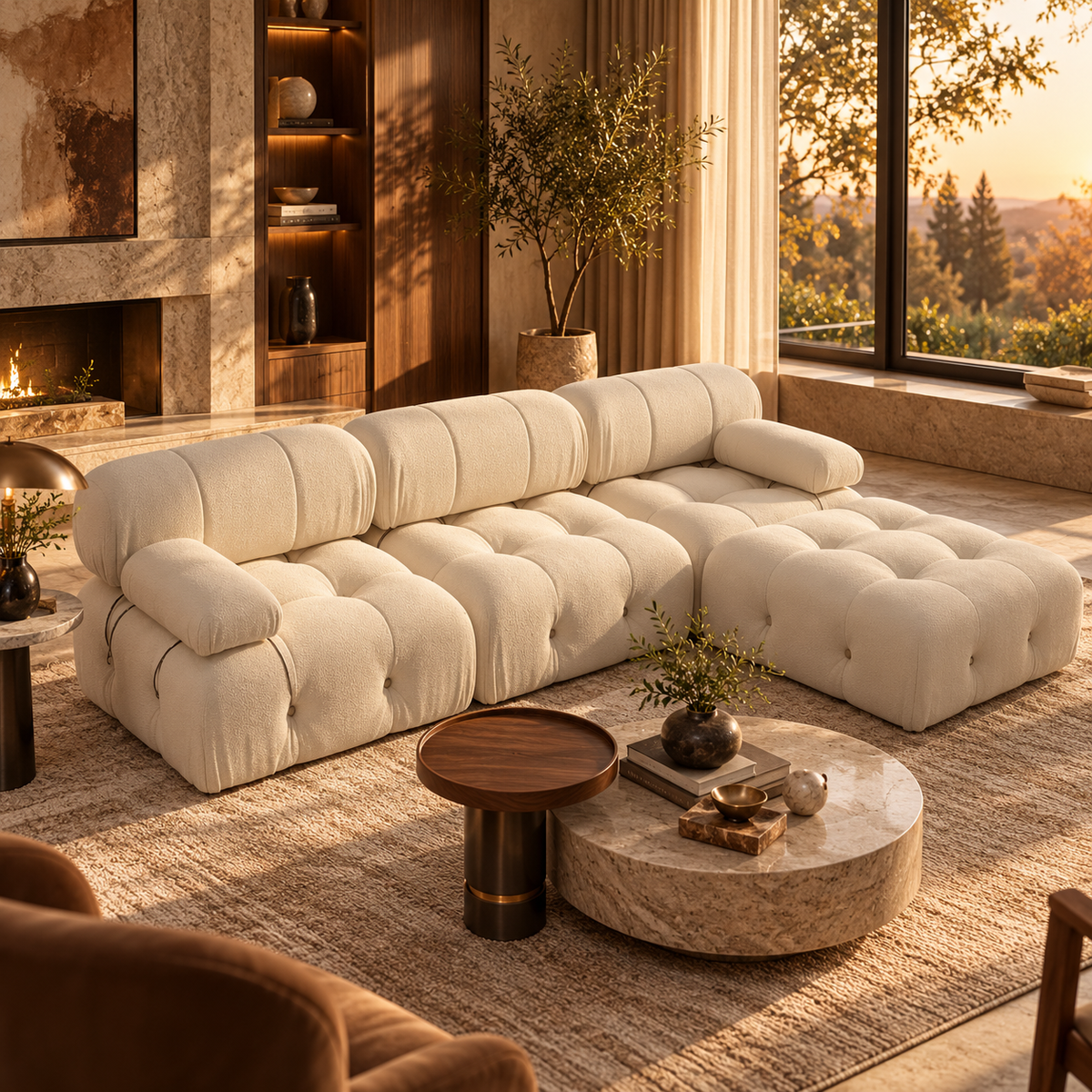 Nordic Modern Fabric Sofa with Decorative Buckle Detail, Contemporary Couch for Living Room featured in How to Plan a Conversation Area Without Pointing Every Seat at the TV