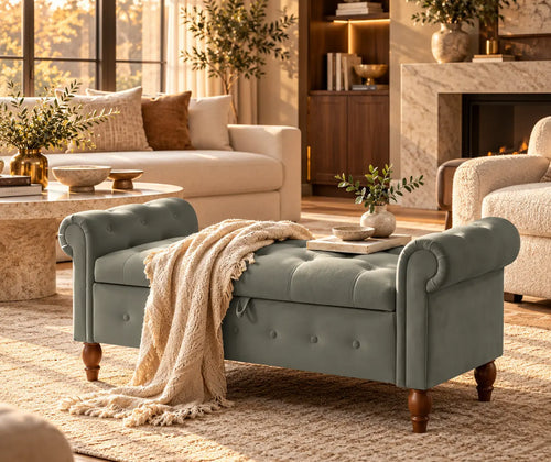 Velvet Rectangular Sofa Stool - Multifunctional Storage featured in Living Room Decorating Mistakes That Make a Space Feel Crowded