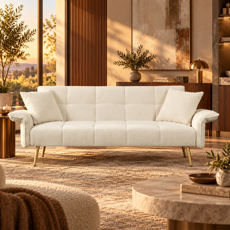 Futon Sofa Bed, Convertible Double Sofa Bed With Folding Armrests For Living Rooms And Small Spaces featured in Sleeper Sofa vs. Futon: Which Makes More Sense for Occasional Guests?