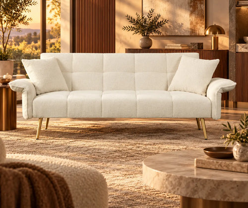 Futon Sofa Bed, Convertible Double Sofa Bed With Folding Armrests For Living Rooms And Small Spaces featured in Sleeper Sofa vs. Futon: Which Makes More Sense for Occasional Guests?