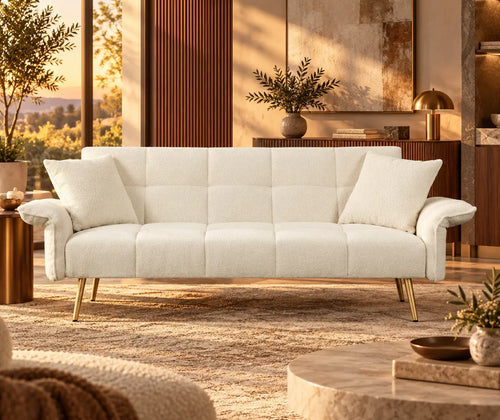 Futon Sofa Bed, Convertible Double Sofa Bed With Folding Armrests For Living Rooms And Small Spaces featured in Sleeper Sofa vs. Futon: Which Makes More Sense for Occasional Guests?