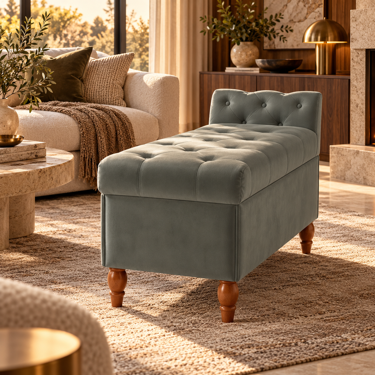 Velvet Rectangular Sofa Stool - Multifunctional Storage featured in How to Turn Your Living Room into a Guest Space for the Weekend