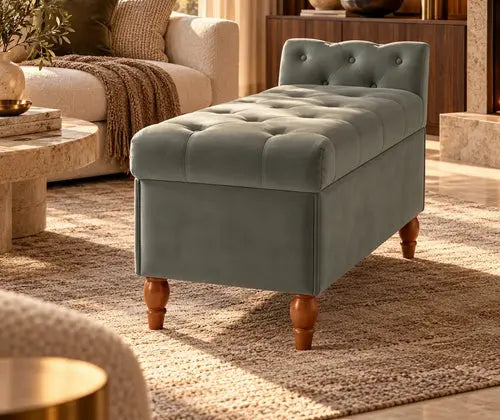 Velvet Rectangular Sofa Stool - Multifunctional Storage featured in How to Turn Your Living Room into a Guest Space for the Weekend
