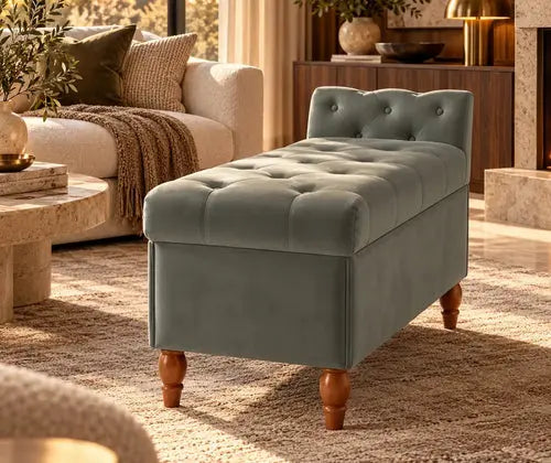 Velvet Rectangular Sofa Stool - Multifunctional Storage featured in How to Turn Your Living Room into a Guest Space for the Weekend