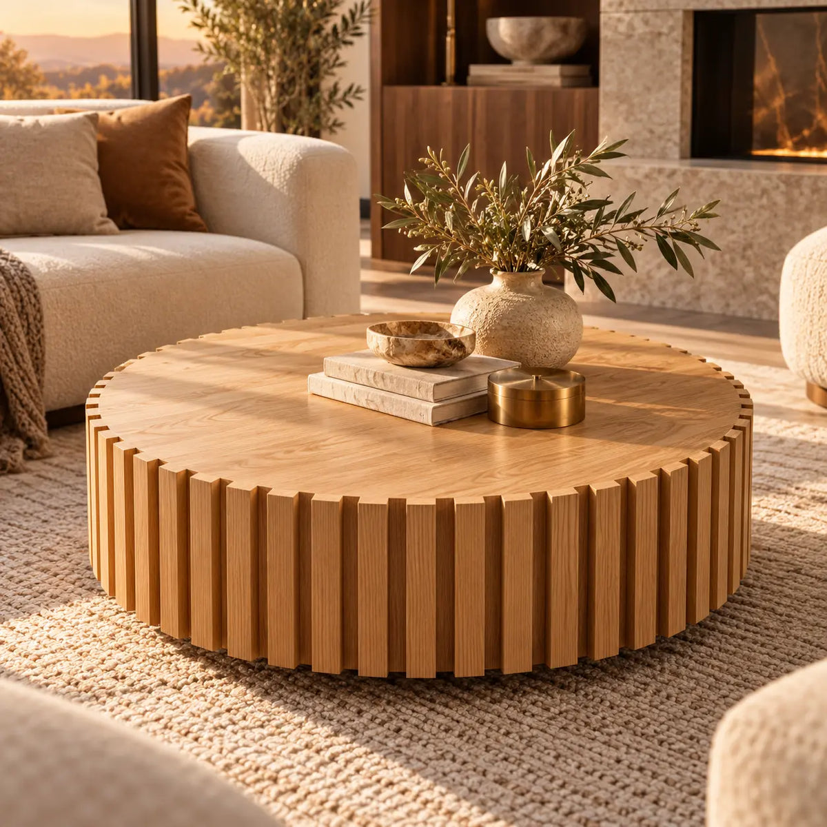 Modern Handmade Drum Coffee Table featured in How to Style a Coffee Table Without Covering Every Inch