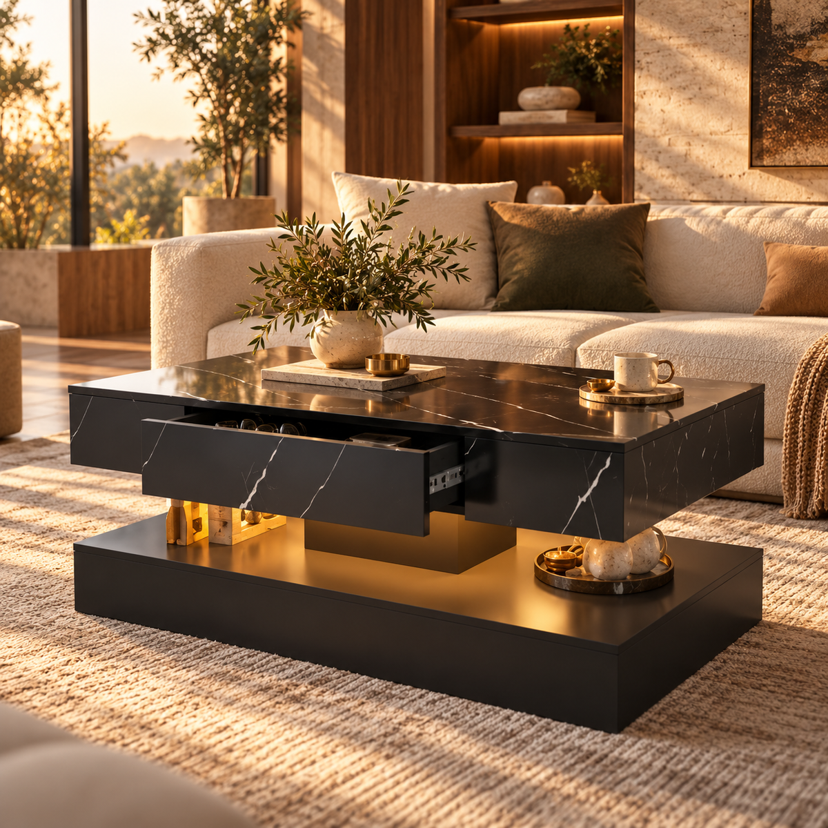 LED Coffee Table with Remote Control – Modern Living Room Center Table with Color-Changing Lights featured in How to Style an LED Coffee Table for Movie Nights and Entertaining