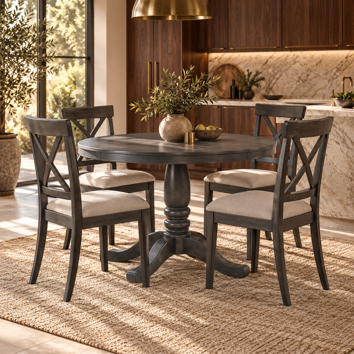 5 Pieces Dining Table and Chairs Set For 4 Persons, Kitchen Room Solid Wood Table With 4 Chairs featured in Counter-Height Dining vs. Standard Dining: Which Works in a Small Kitchen?