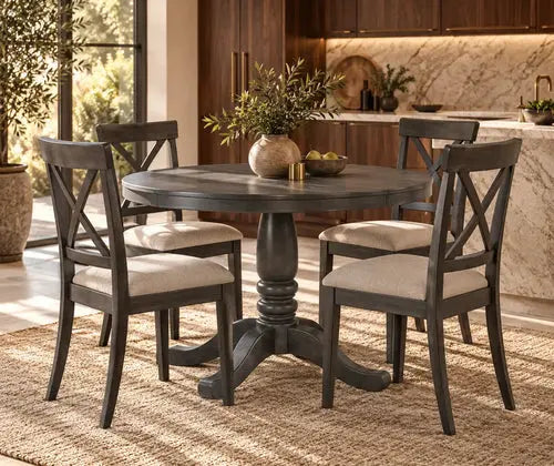 5 Pieces Dining Table and Chairs Set For 4 Persons, Kitchen Room Solid Wood Table With 4 Chairs featured in Counter-Height Dining vs. Standard Dining: Which Works in a Small Kitchen?