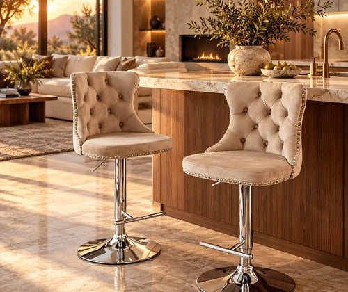 2-piece Set Of Rotating Velvet Bar Stools featured in How to Choose Bar Stools That Fit Your Counter