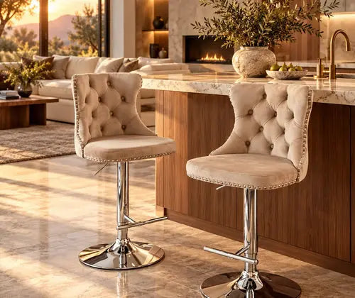2-piece Set Of Rotating Velvet Bar Stools featured in How to Choose Bar Stools That Fit Your Counter