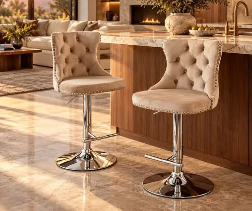 2-piece Set Of Rotating Velvet Bar Stools featured in How to Choose Bar Stools That Fit Your Counter