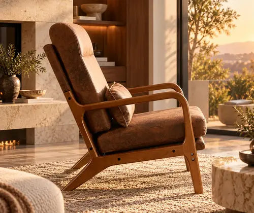 Mid-Century Modern Armchair – Accent Lounge Chair with Solid Wood Frame & High-Density Foam featured in How to Bring Mid-Century Style into a Modern Home