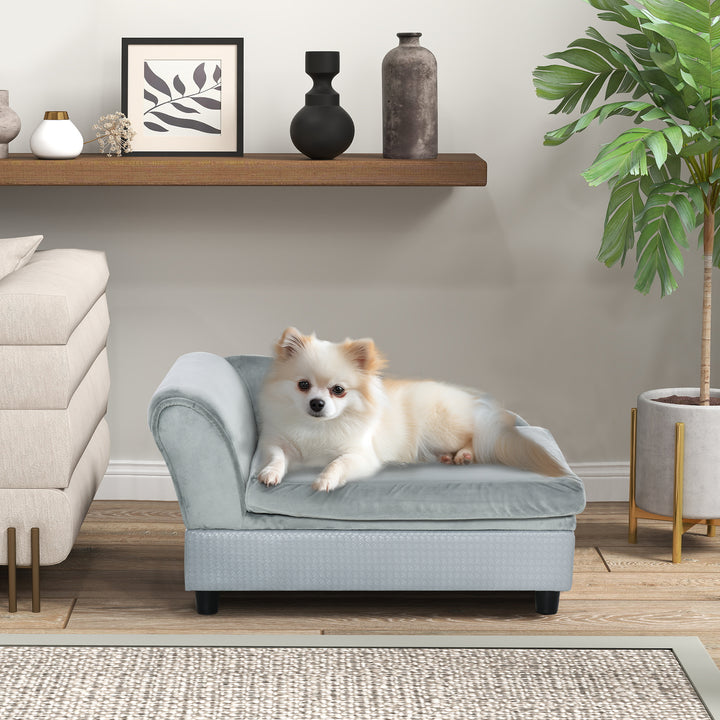 Luxury Dog Bed For Small Dogs, Hidden Storage, Soft Foam Couch, Modern Pet Furniture, Gray
