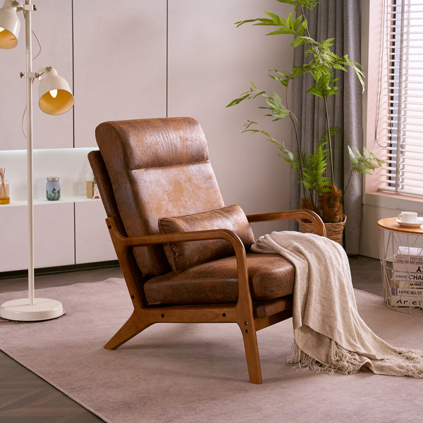 Mid-Century Modern Armchair – Accent Lounge Chair with Solid Wood Frame & High-Density Foam